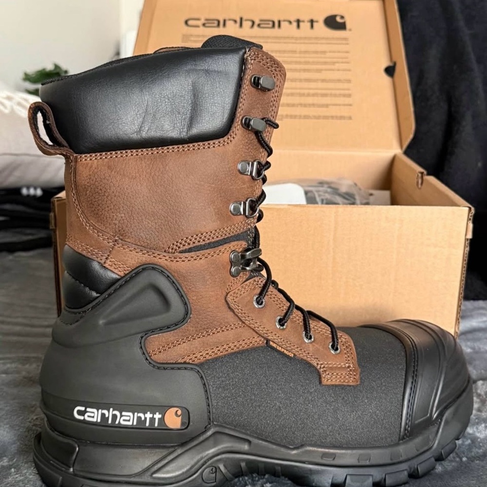 Carhartt Brown and Black Waterproof Lace-Up Work Boot